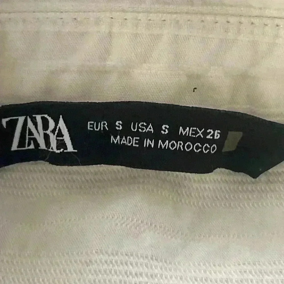 Zara Cropped Button Down Beige Cream Top Size Small - Picture 4 of 6